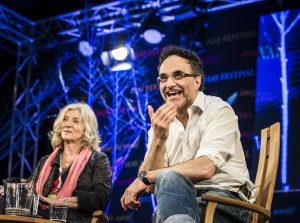 Noel with Rosie Boycott at Hay festival